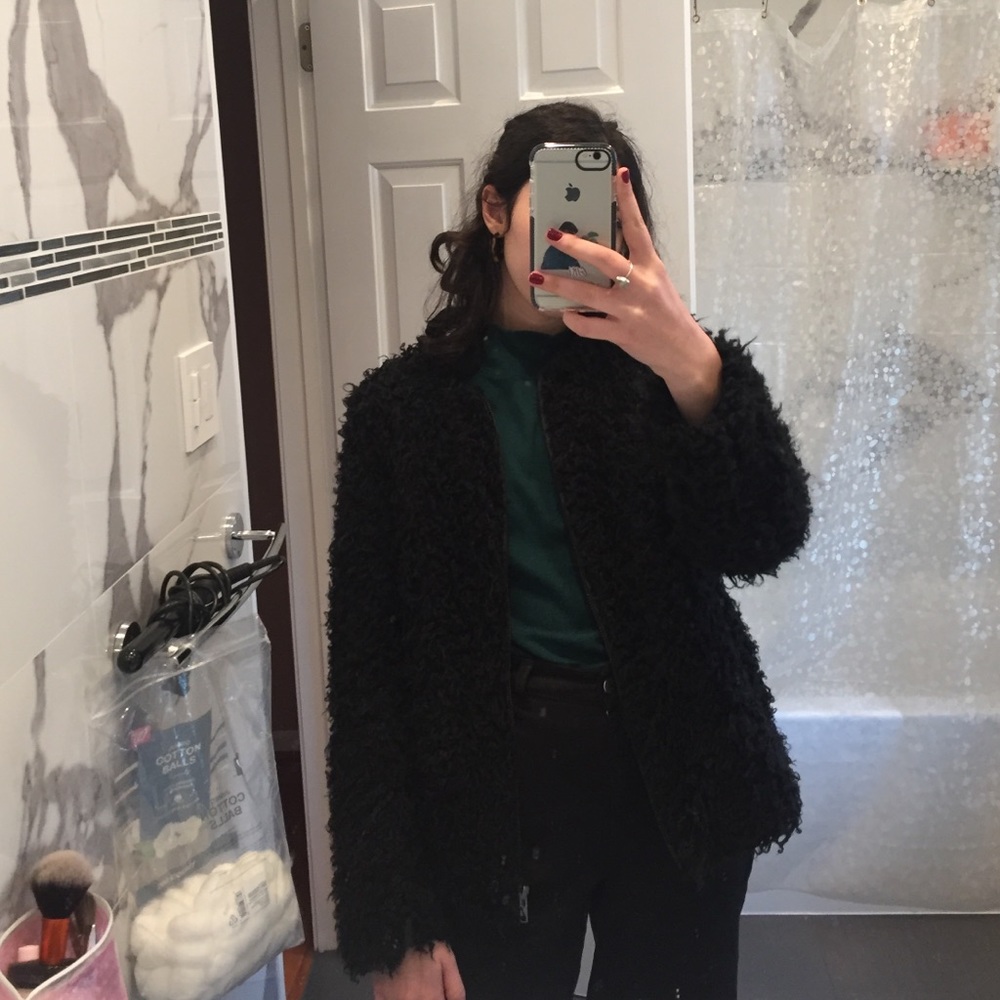 Soft fuzzy black cropped jacket
